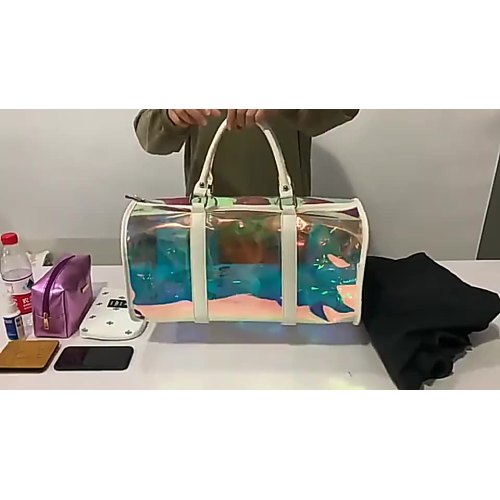 New Hologram Transparent Leisure Beach PVC Travel Bag Fashion Rolling Shoulder Storage Bag Slant Handbag Luggage Duffel Bag1