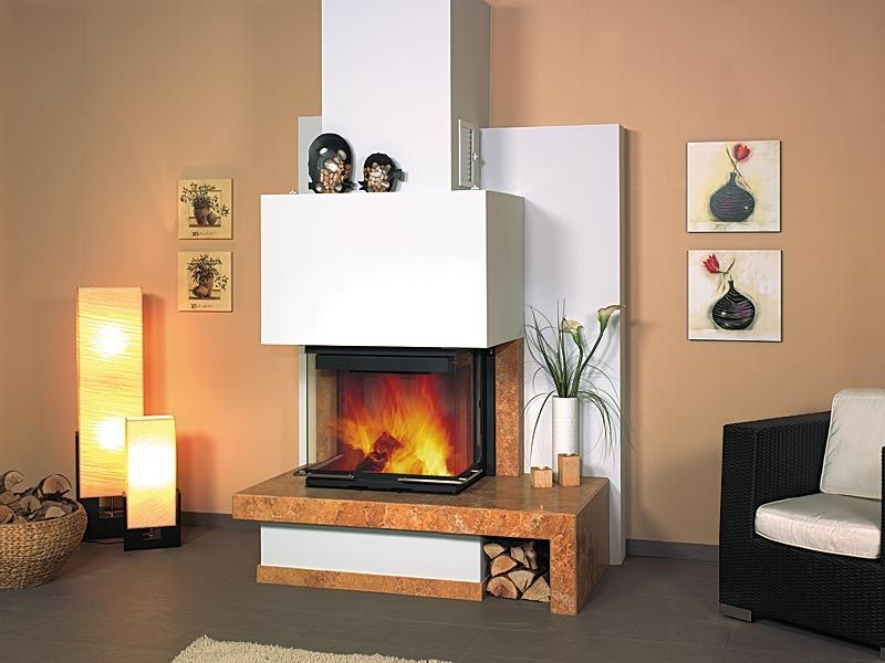 Wood fireplace and chimney