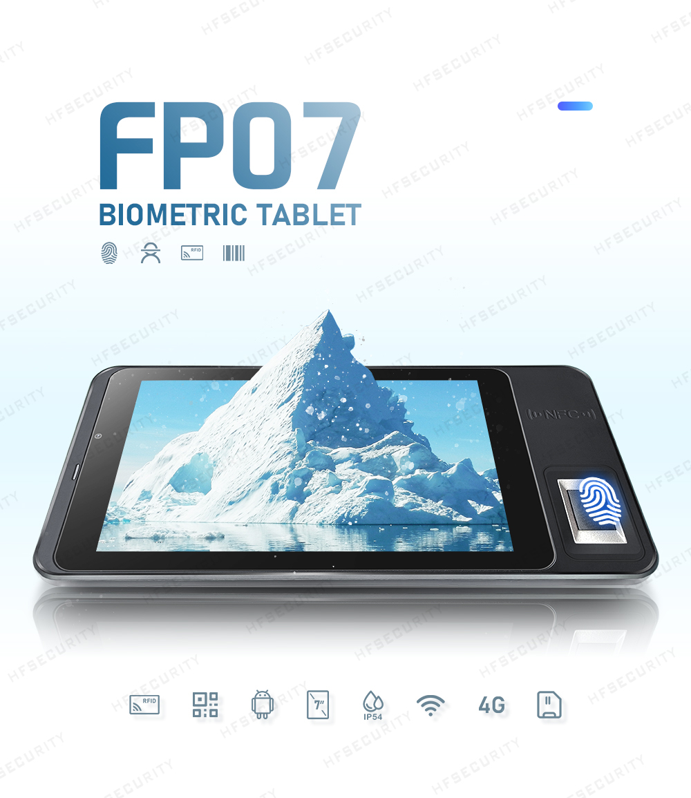 Tablette biométrique de reconnaissance du visage d'empreinte digitale FP07