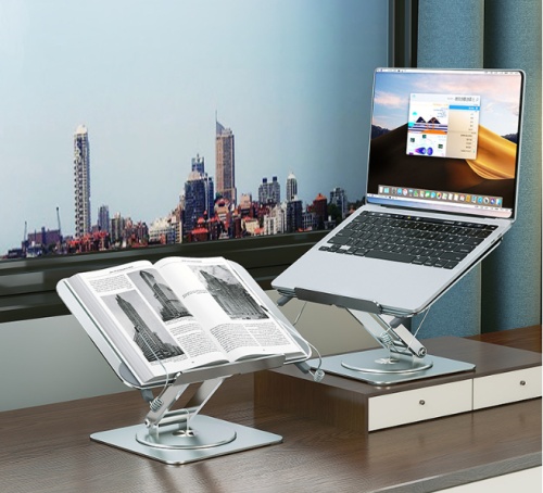 حامل القراءة والدراسة من الفولاذ الكربوني القابل للطي والدوران للشخص الكسول