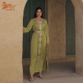 یونی دیزاین ناب منجوق بدلیجات دست ساز ترکی ابایای لوکس لباس شب زنانه با یقه کامل آستین V