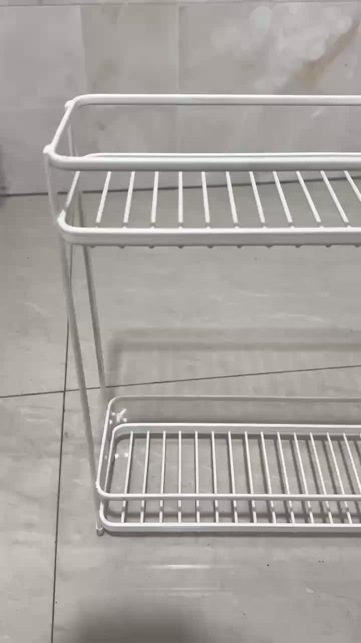 Salle de bain - Étagère de rangement à deux niveaux (peinture blanche en aérosol)