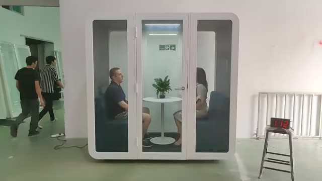 Office Space Portable Booth Meeting POD Phone Booth Office Office Provó Leve Luz USB Metal Anti Sound Glass Frame Lighting Power1