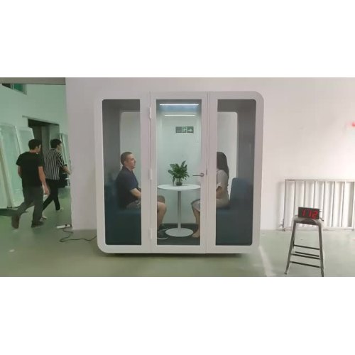 Office Space Portable Booth Meeting Pod Phone Booth Open Office Soundproof Light USB Metal Anti Sound Glass Frame Power Lighting1