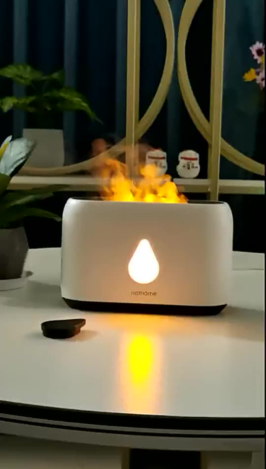 Metal Essential Oil Diffuser with Flame Night Light, Aromatherapy Diffuser for Small Room with Remote Control1