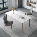 Modern High-end Rectangular White Sintered Stone Top Pepejal Kayu Kayu Rumah Table1