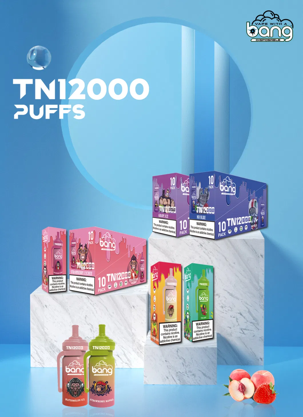 OEM şarj edilebilir patlama TN12000 Puffs e-sigara kalem stili Tek kullanımlık hava akışı ayarlanabilir vape