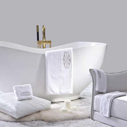 Gewohnte gestickte Logo weiße Handtücher für Spa 100% Baumwolle Terry Luxus Badetuch Hotel Handtücher