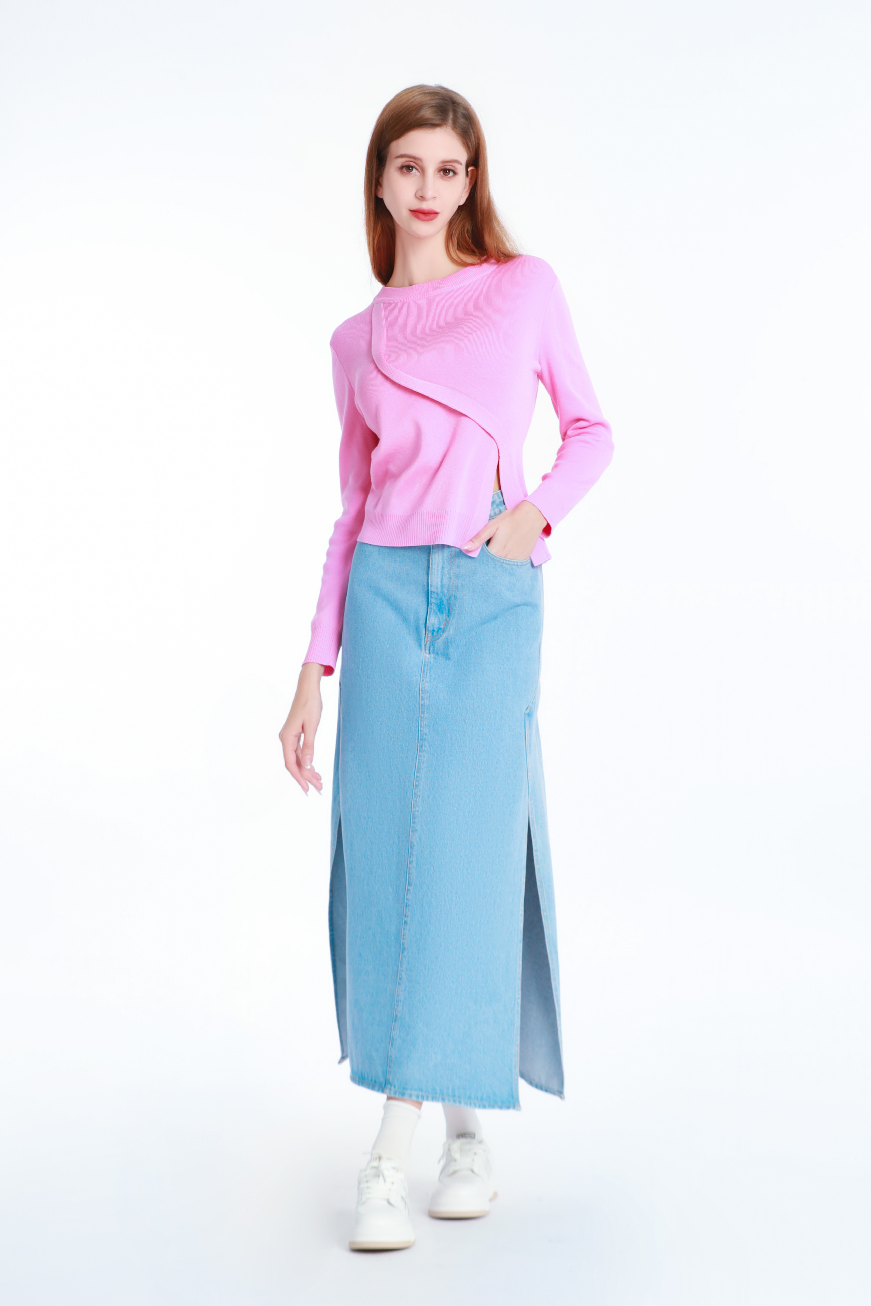   A-line Mid-length Denim Skirt