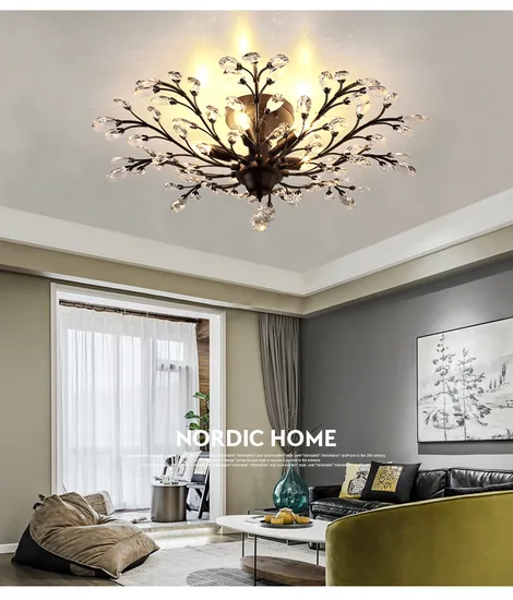 Luminária de teto de cristal moderno para interiores elegantes1