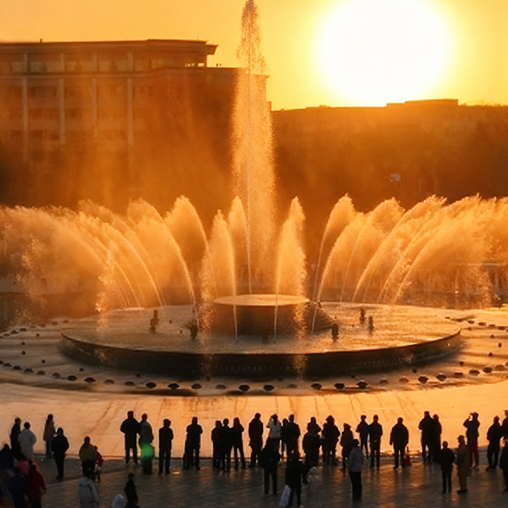 Grande fonte quadrada ao ar livre