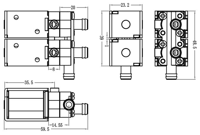 Massage Chair Plastic Miniature Solenoid Air Valve 12VDC 24VDC 1