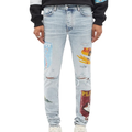 Νέος σχεδιασμός Jean Outfit Men Screen Printed Denim Skinny Baggy Patch Jeans1