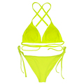 Neon Yellow Triangle Bikini Sets with Adjustable Straps: Seamless Swimwear1