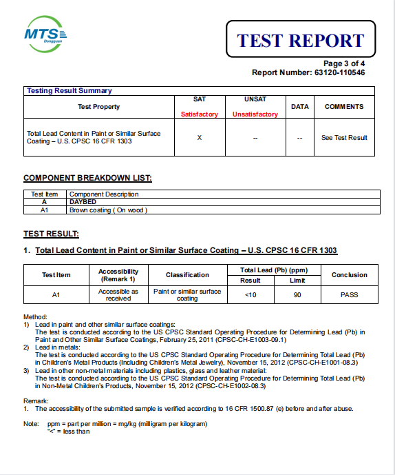 Total Lead Content in Paint or Similar Surface  Coating – U.S. CPSC 16 CFR 1303 (Brown Coating)