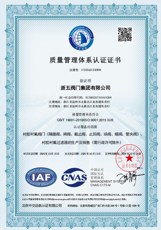 QUALITY MANAGEMENT SYSTEM CERTIFICATE