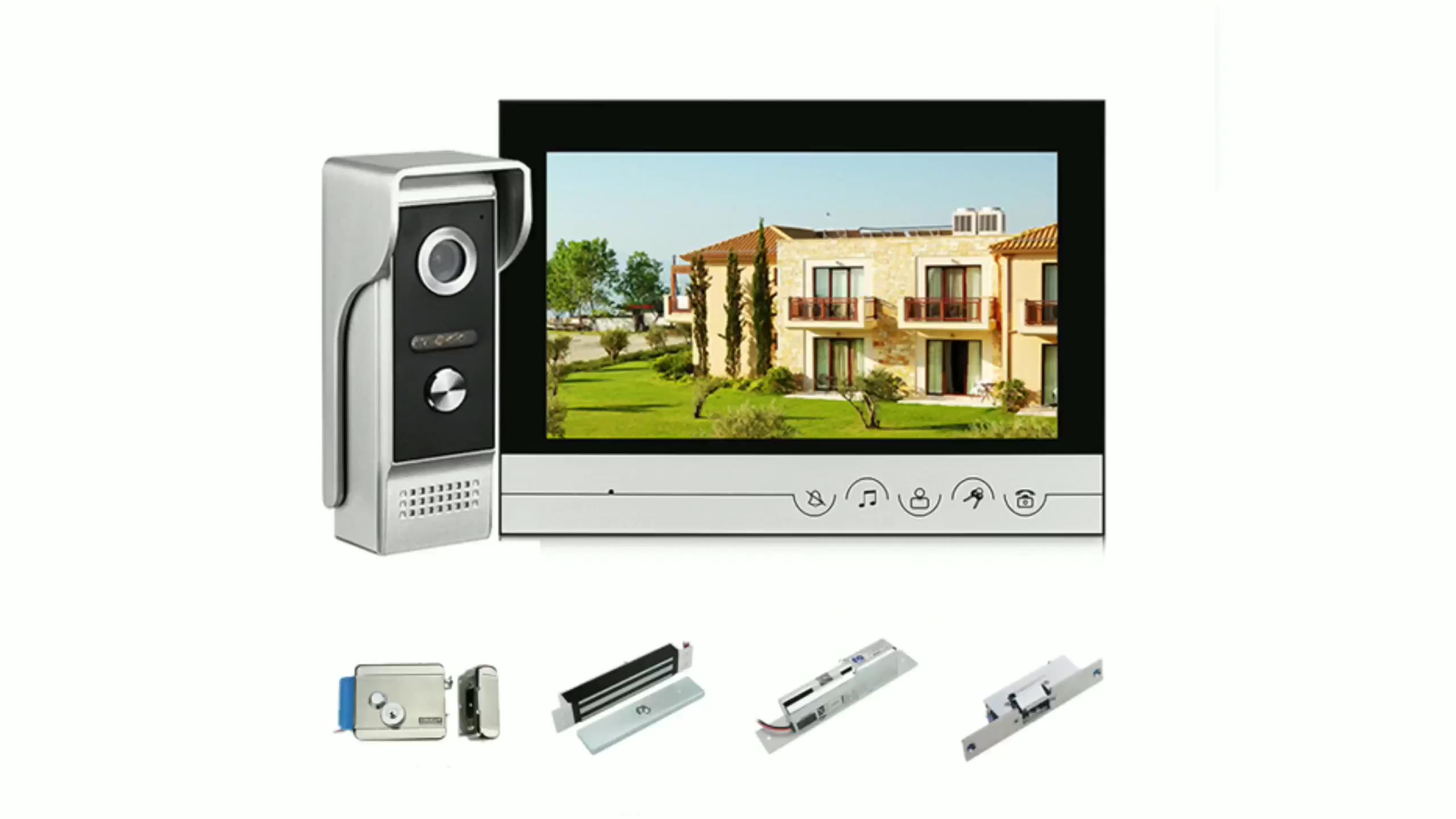 Apartamento 4 alambre Video Door Phone Bell Monitor Video Intercoming Toulebell1