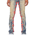 Μικρά παντελόνια Custom Blue Vintage Wash Stacked Jeans Screen Print Jeans For Man1