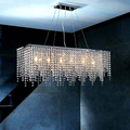 Modern Linear Rectangular Island Dining Room Crystal Chandeliers Ceiling1