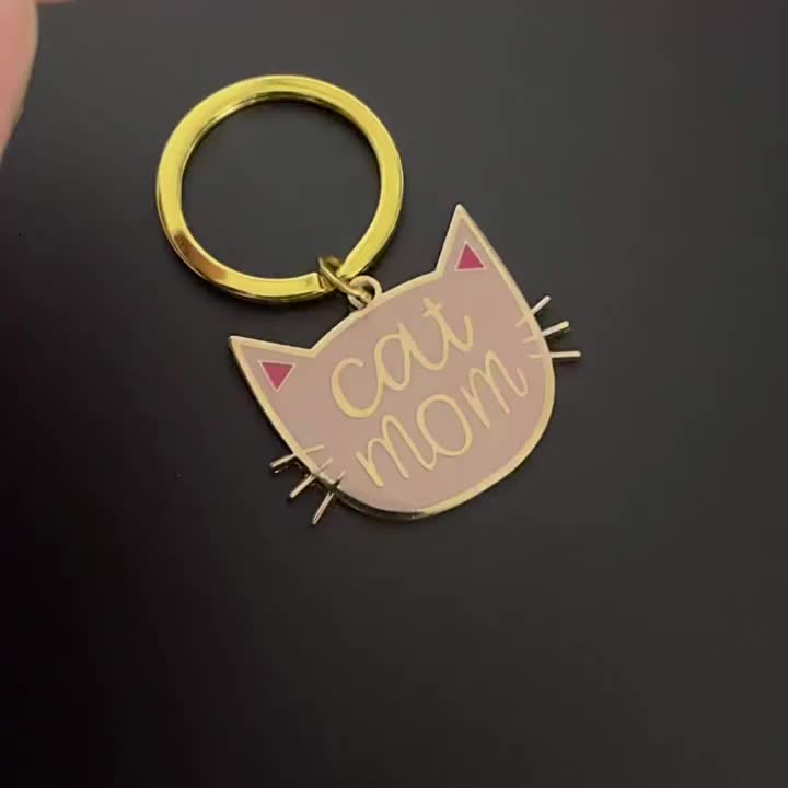 Metal custom logo cat keychain 