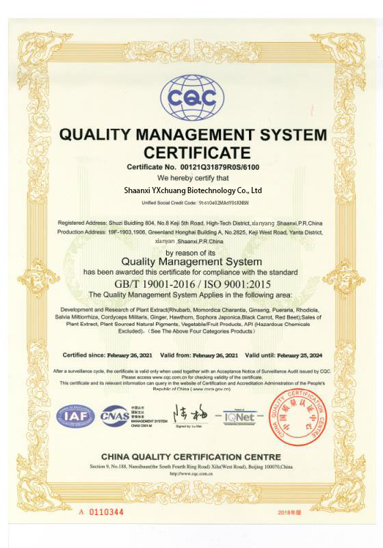 QUALITY MANAGEMENT SYSTEM CERTIFICATE