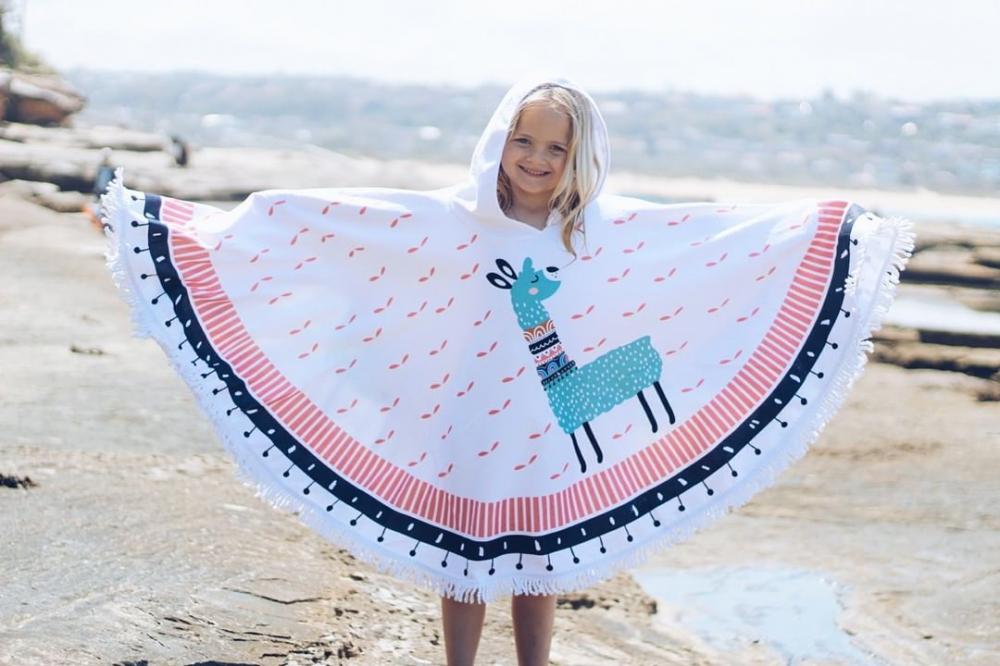 Colorful Kids Surf Poncho Towel With Tassel