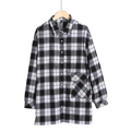 High Quality Women's Pure Cotton Plaid Button-Down Long Sleeve Shirt for Work1