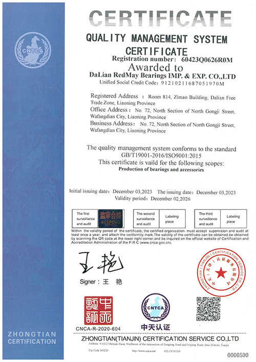 QUALITY MANAGEMENT SYSTEM CERTIFICATE