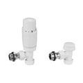 TRV Chrome Anthracite Angled UK Thermostatic Radiator Valve with Lock Shield for Towel Rails - Model BJ12002-J1