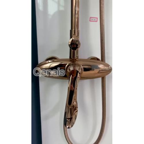 Wall Brass Shower And Shower Mixer Rose Gold