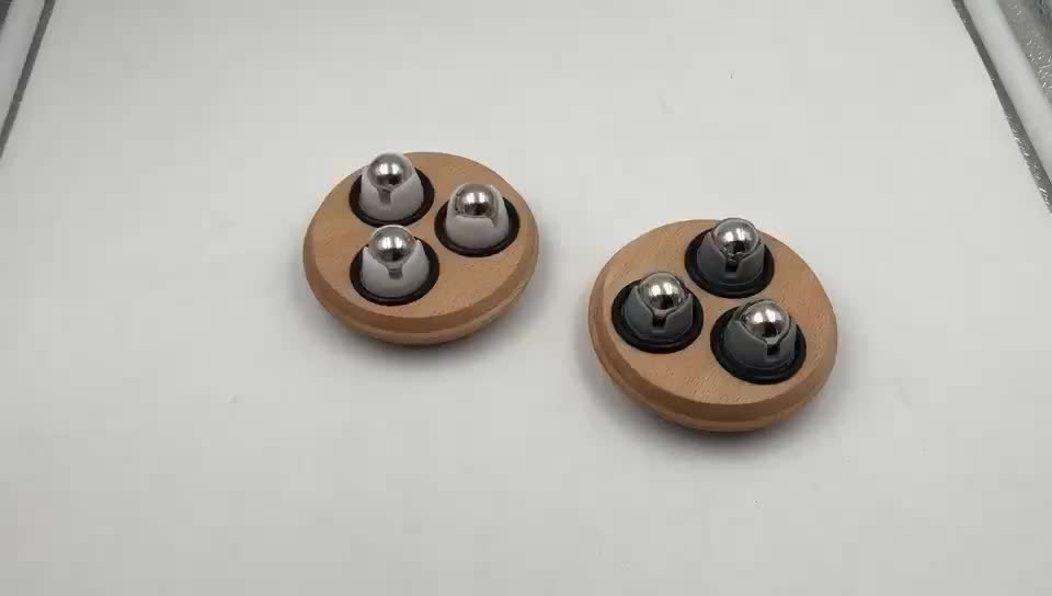 Massager roller with 3 stainless steel balls massage tools wood1
