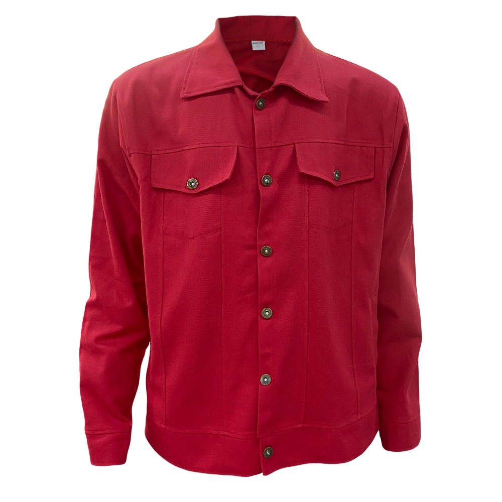 veste en jean rouge