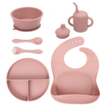 Baby Food Grade Silicone 15-Piece Feeding Set: Plate, Bowl, Cup & SalivaPocket1