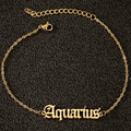 Waterproof Silver 18K Gold Plated Stainless Steel Anklet with 12 Zodiac Signs for Women1