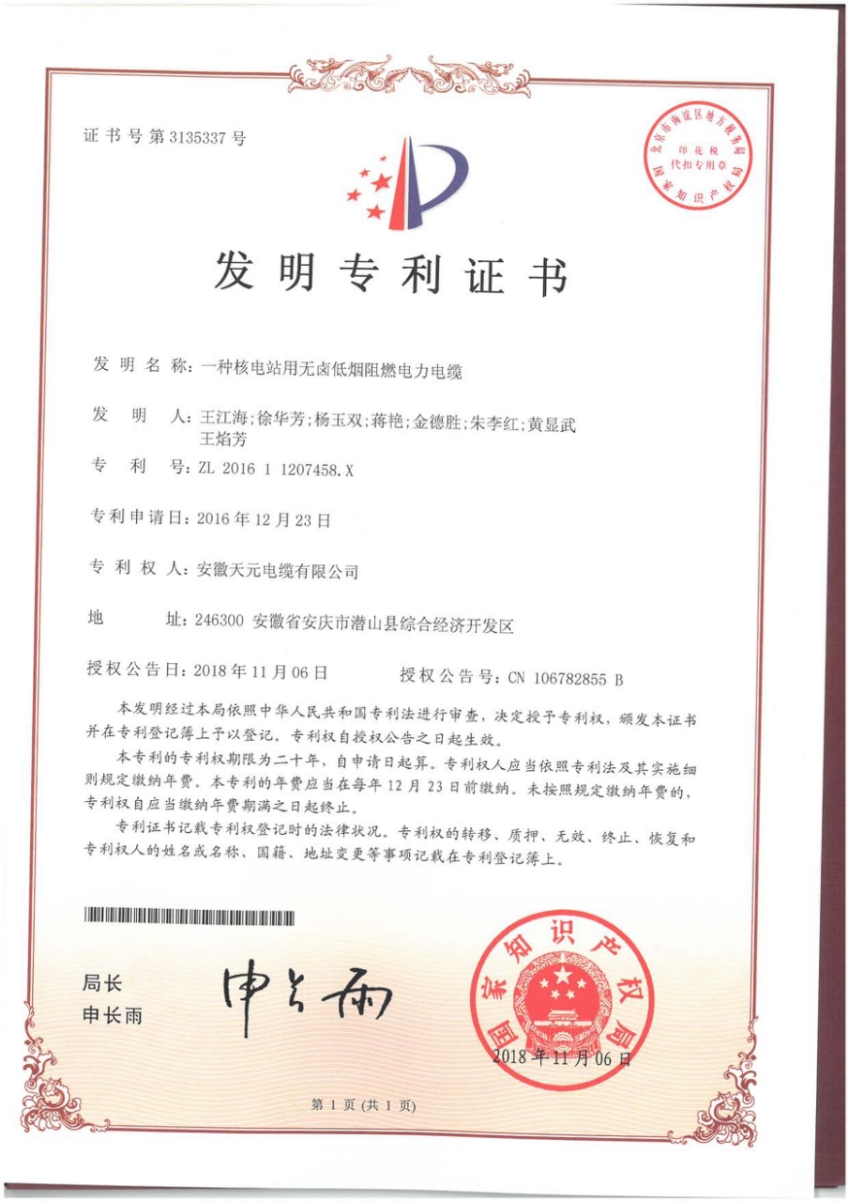 Invention Patent Certificate