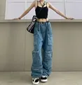 2023 Streetwear Straight Jeans Γυναίκες υψηλής μέσης παντελόνια Denim Casual Long Wide Pants Female1