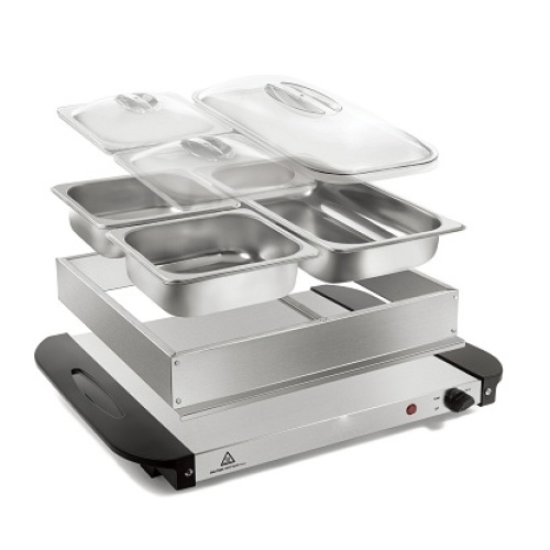 Bandeja de aquecimento de vidro da China/Buffet Aquecedor 1.5L*3 Bandeja de aquecimento/Buffet Aquecedor com duas bandejas de alimentos de 2,5L