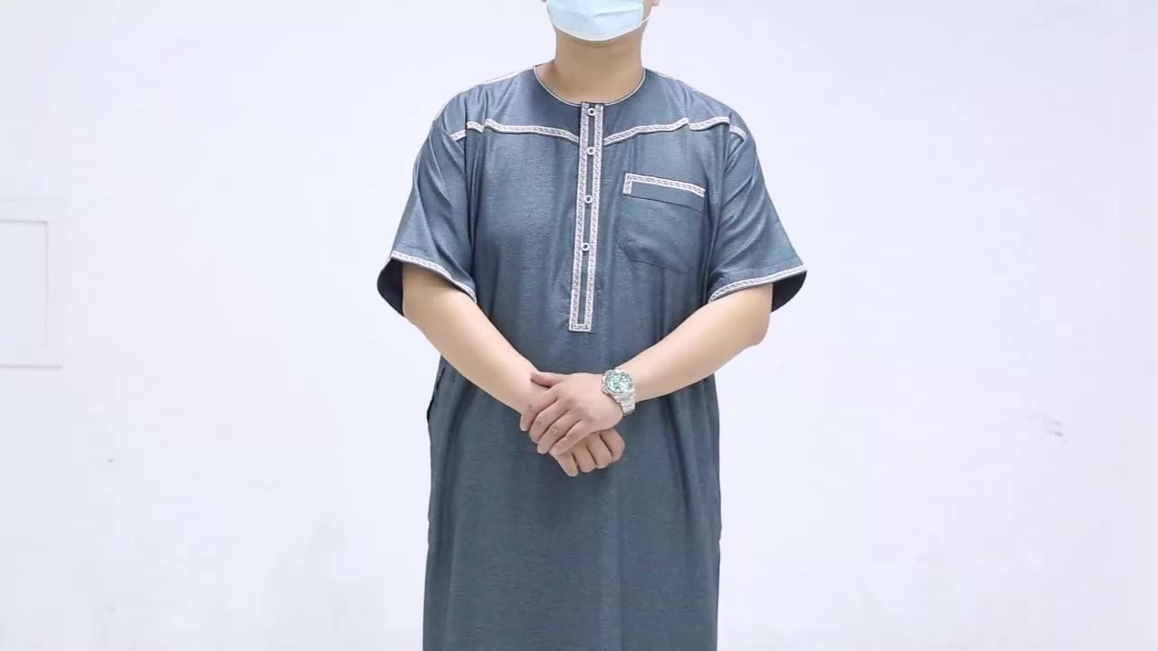 Uomini alla moda abbigliamento islamico thobe musulmano con cappuccio con cappuccio a maniche lunghe veste abaya islam1