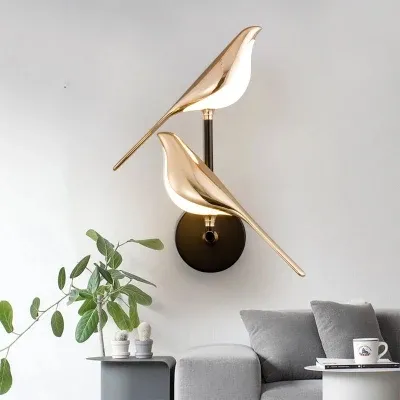 Lámpara de pared LED LED de pájaro de pájaro nórdico para la decoración del dormitorio1