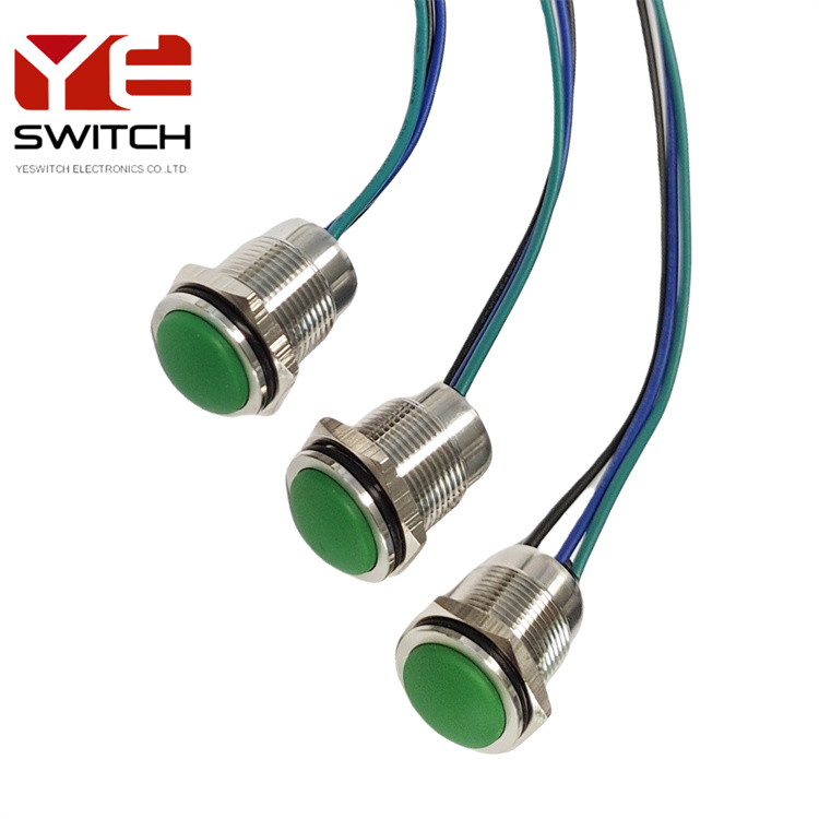 Yeswitch IP68 16mm 3a 250v butang silikon logam s