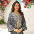 لباس مجلسی مسلمانان عید 2025 برای زنان رمضان عبای ژاکارد گلدوزی لباس بلند مراکشی Kaftan Dubai Robe Jalabiya1