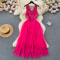 LE2195 Advanced Niche Celebrity Party Evening Midi Dress1
