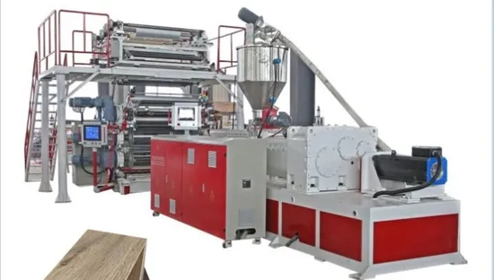 100% वॉटरप्रूफ़ वियर-प्रतिरोधी जीरो फॉर्मेल्डिहाइड एसपीसी डब्ल्यूपीसी एलवीटी फ़्लोरिंग एक्सट्रूज़न लाइन1