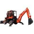 Used Mini Wheel Backhoe Loader with Front Loader Bucket - 1 Ton Capacity1