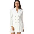 Vêtements d&#39;automne Vêtements de haute qualité Robe de femmes Lady Pliaged Long Mancheur Blazer Robe Blanc Robes de carrière1