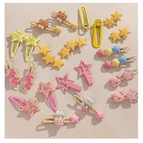 Colorful five pointed star hairpin