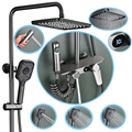 Factory Price High Quality 4-Functions Wall Mount Grey Brass Smart LED Timer Hydro Power Shower Faucet with Shelf1