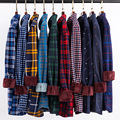 High Quality Wholesale Thick Autumn Winter Men's Long Sleeves Classical Plaid Cotton Brushed Casual Shirt1