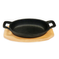 22x15cm Induction-Oval Sizzler Serving Dish, Cast Iron Frying Pan Skillet (8.6\"x6.1\") with Wooden Tray1