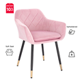 Upholstered Tufted Metal Dining Chair with Armrest1
